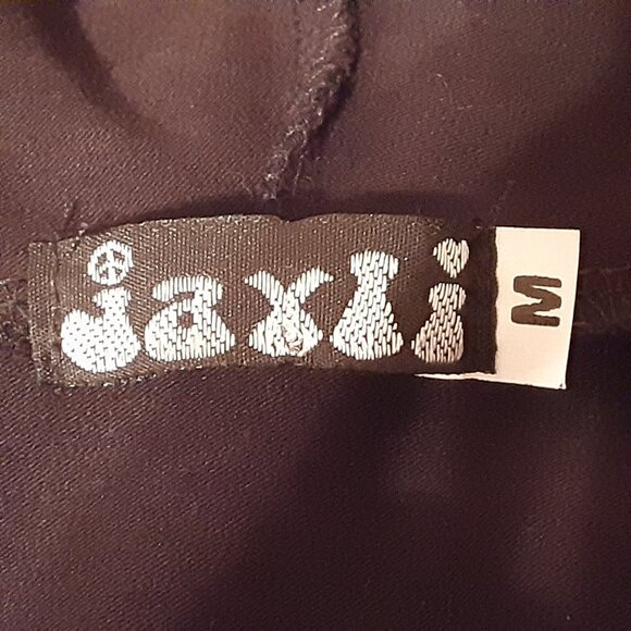 VINTAGE JAYLI NEPAL BOHO BLACK HOODED TUNIC SCREEN PRINT EMBROIDERY UNEVEN HEM M - Picture 7 of 7